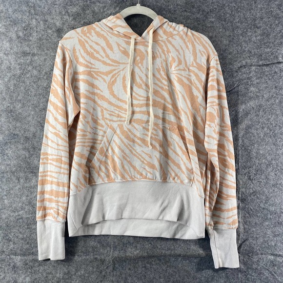 SUNDRY Hoodie XS Orange Zebra Print Long Sleeve Pullover Knit - Picture 2 of 14